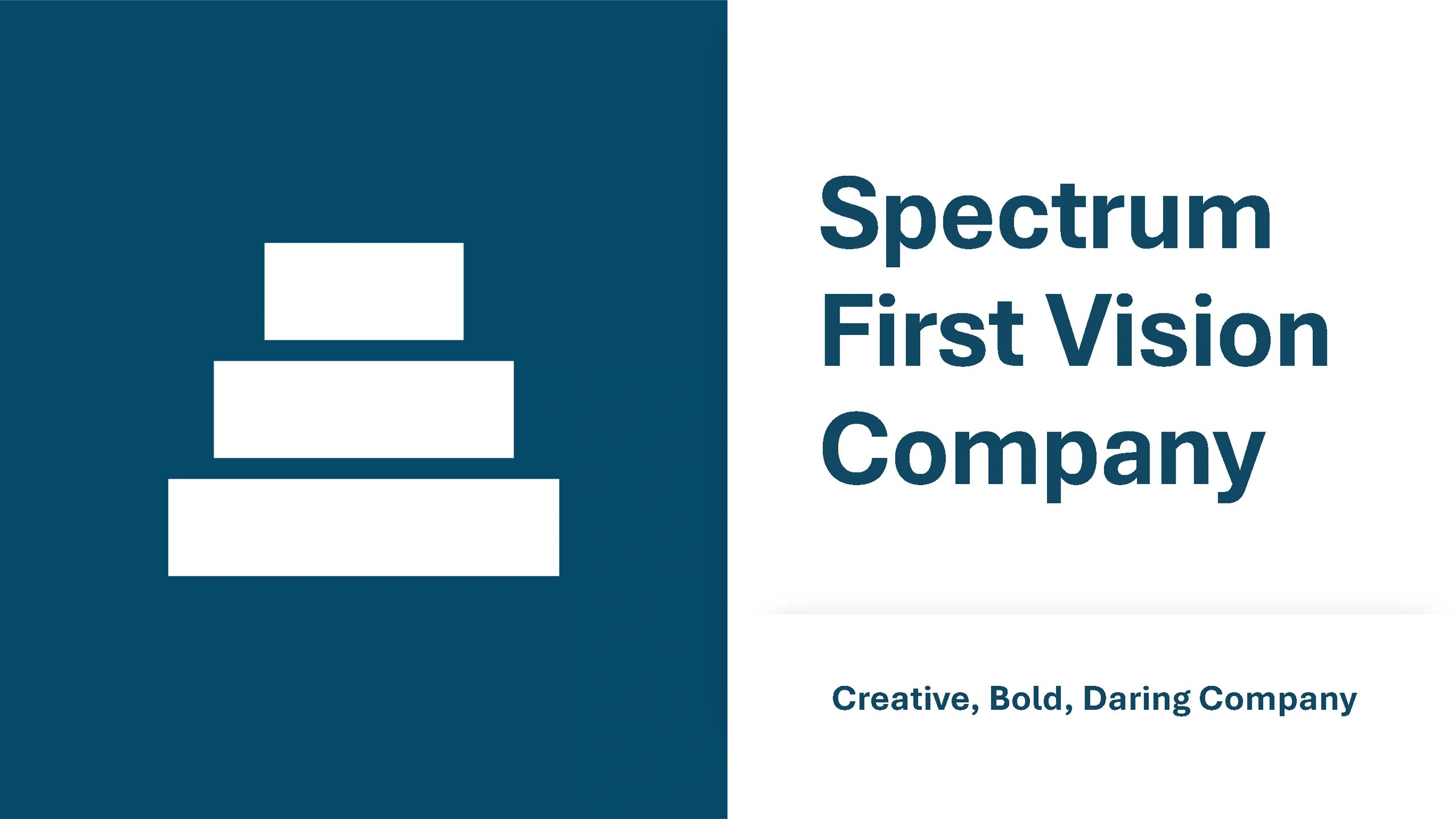 Logo of Spectrum First Vision Company with a bold, creative tagline.