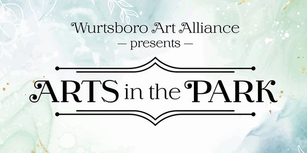 Arts in the Park logo on a light blue watercolor background