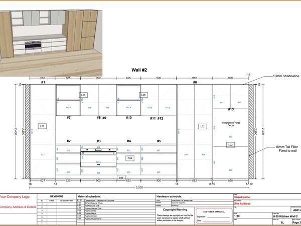 Drafting, kitchen elevations