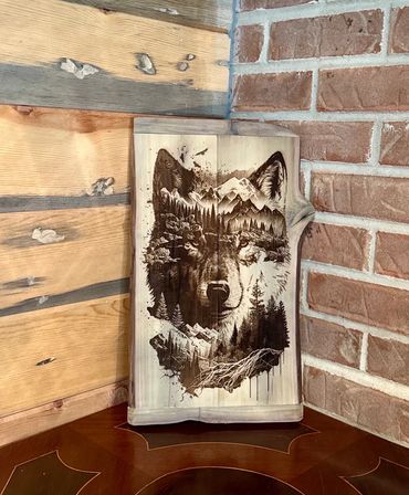 Wolf Burned Art Handcrafted Wall Art