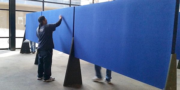 Rental Blue Fabric Panels