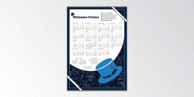 A1 or jumbo calendars can be custom printed and used as marketing material or gifts.