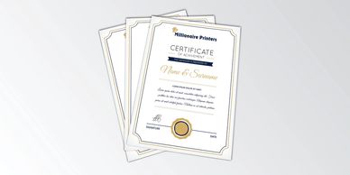 Certificates are custom printed for schools, businesses, colleges, universities and churches.