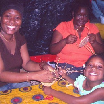 A family makes arts and crafts at our family activity center.
