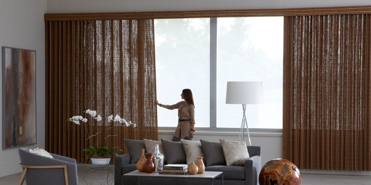 Averte Natural Fold, affordable window treatments, over large windows in Panama City Florida