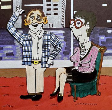 From left to right: Mr. Dildo (studio resident), Rich Lady Malpede (studio resident)