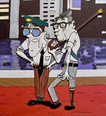 From left to right: Sargent Fillmore (studio resident), Colonel Grampa (his grandpa)