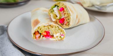 Bread And Salt Bakehouse, 3455 Semenyk Court Mississauga, Ontario, Canada, 
baked falafel wrap