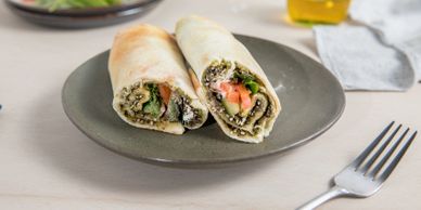 Bread And Salt Bakehouse, 3455 Semenyk Court Mississauga, Ontario, Canada, 
labneh and zaatar wrap