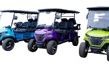 Cobalt Blue, Violet Purple, Electric Green, 6 Seater Carts with Matching Diamond Cross Stitch Seat