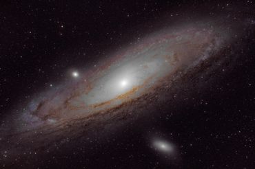 M31, aka The Andromeda Galaxy with two companion galaxies. M31 is approximately 2.5 Million light