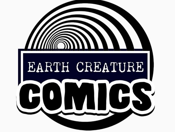 Logo for Earth Creature Comics featuring a circular tunnel design.