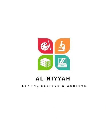 Logo with educational icons and the motto 'Learn, Believe & Achieve'.