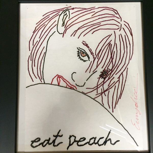 Eat Peach embroidery by eve eurydice