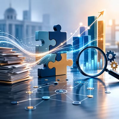 Abstract image representing the transformation from manual paperwork to a structured digital reporti