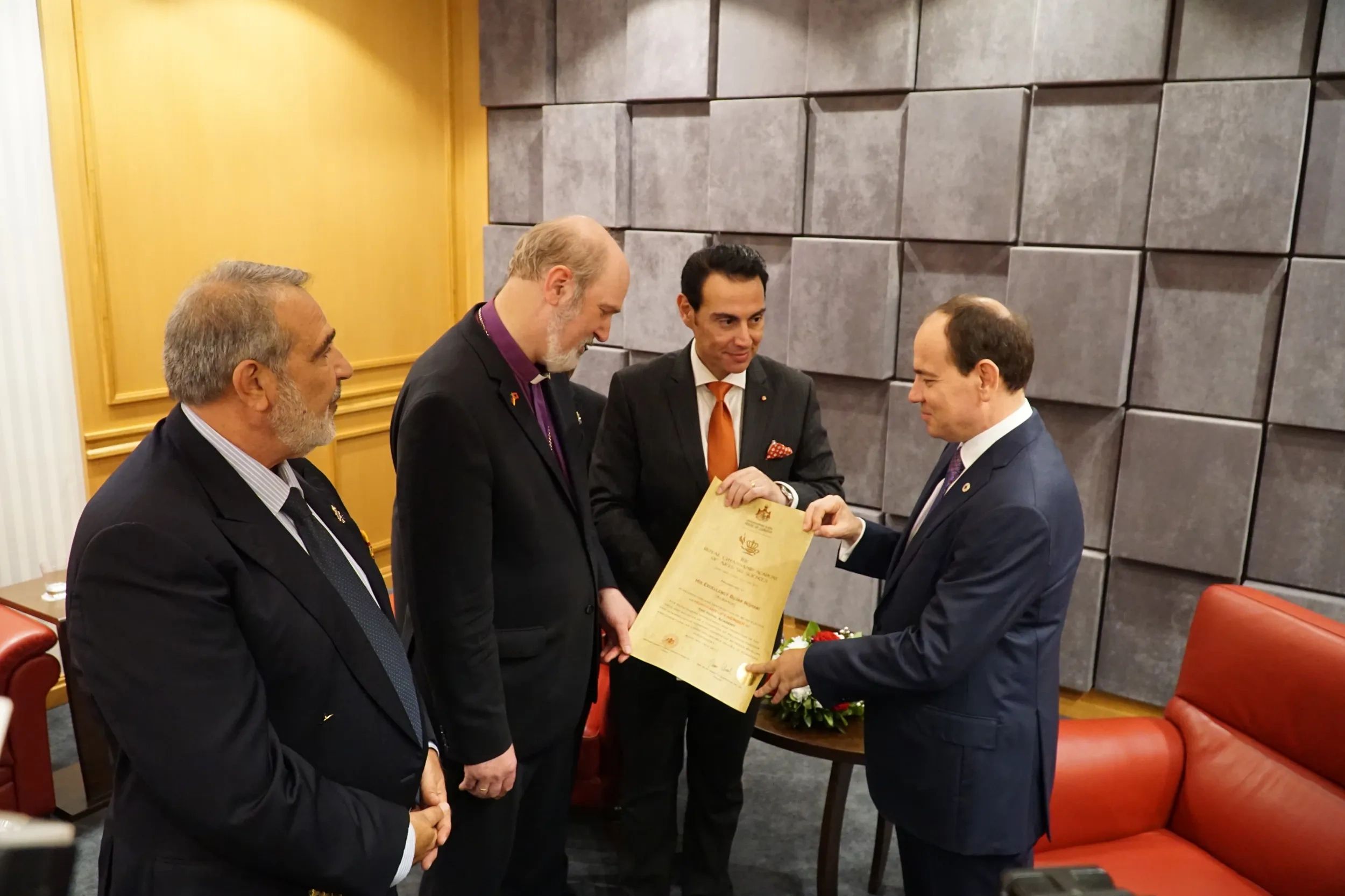 HE The President of Albania Bujar Nishani receiving the diploma of life member of the Academy