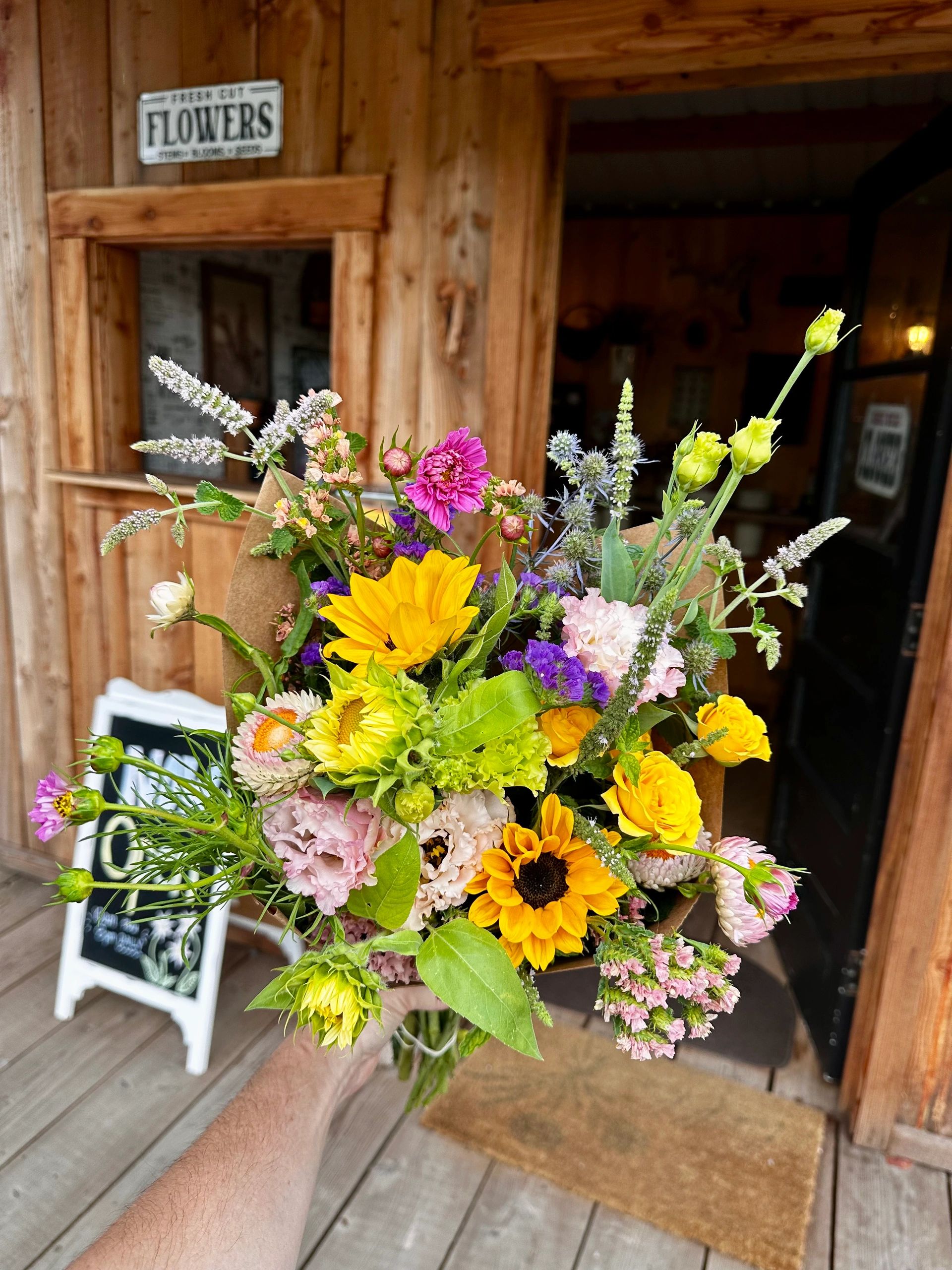 Bouquet of flowers at the Bloom Saloon farm stand