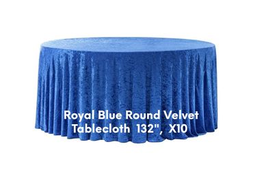 Royal Blue Round Velvet Tablecloth  132",  X10