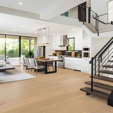 Hardwood floors in a modern organic home