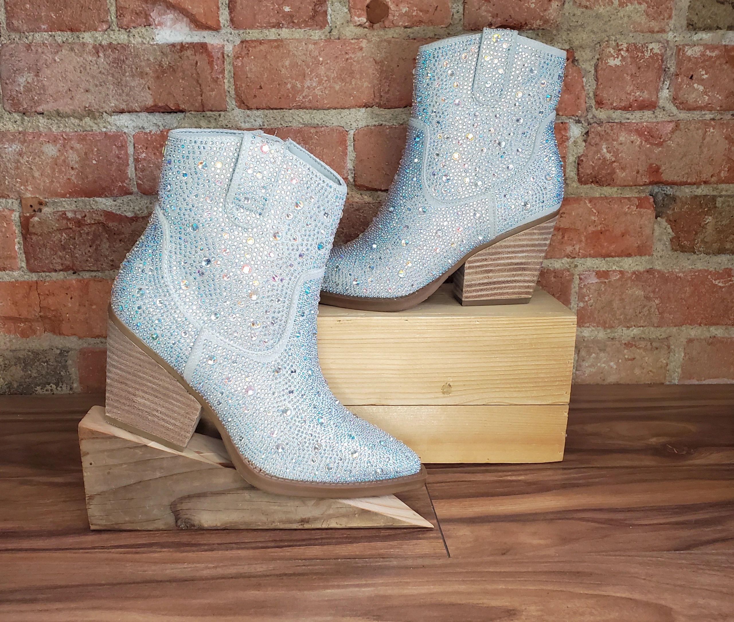 Silver Rhinestone Boots