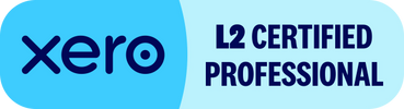 Xero L2 Certified Professional badge with blue logo and text.