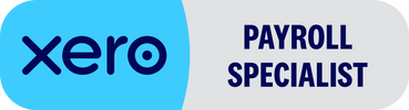 Xero Payroll Specialist badge with blue and gray colors.