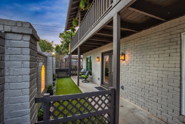 Side yard with built-ins.