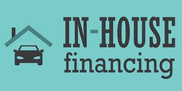 Graphic promoting in-house car financing services.