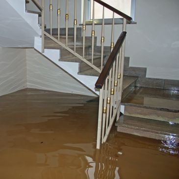 image of bottom of stairs flooded