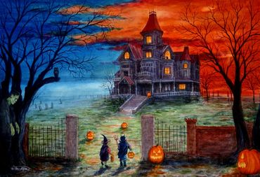 "Trick Or Treat"  Depicts haunting images around Libertyville, IL.  Devil's Gate, an actual Haunted 
