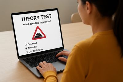 Person doing theory test practice