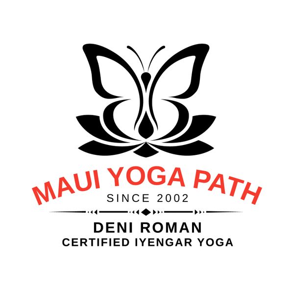 Logo for Maui Yoga Path with a butterfly and lotus design.