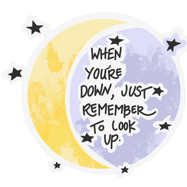 Inspirational moon and stars with the quote: "When you're down, just remember to look up."
