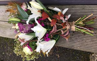 Natural funeral spray bouquet
