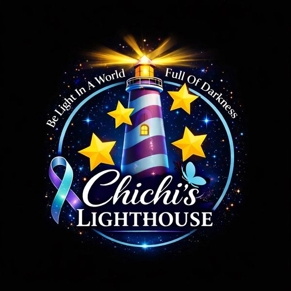 Chichi's Lighthouse logo with a glowing lighthouse, stars, and a motivating message.