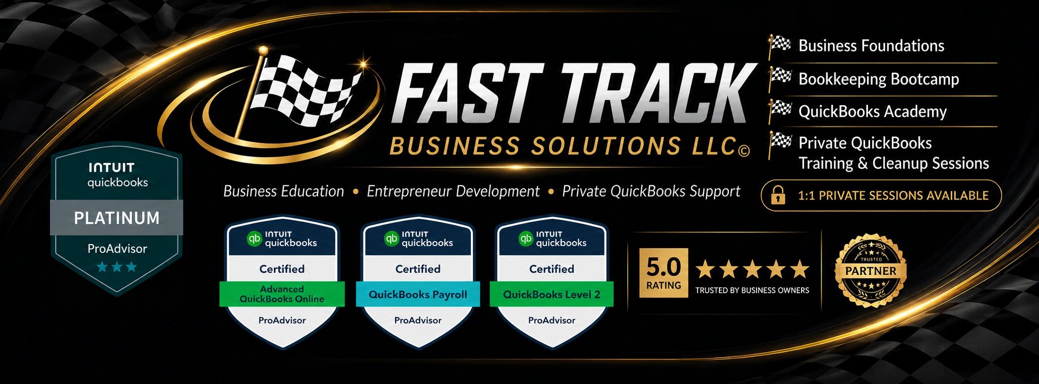 Cover photo showing all services Fast Track Business Solutions offers.