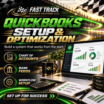QuickBooks setup and optimization services by Fast Track Business Solutions.