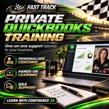 Advertisement for private QuickBooks training with personalized coaching and support.