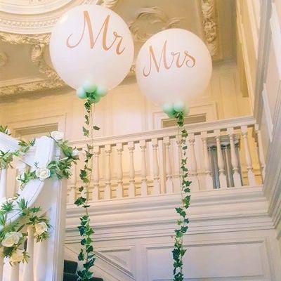 Giant Mr and Mrs Wedding Balloons at Barnett Hill Hotel, Guildford