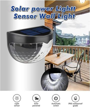 Solar-powered sensor wall light with automatic switch and waterproof design.