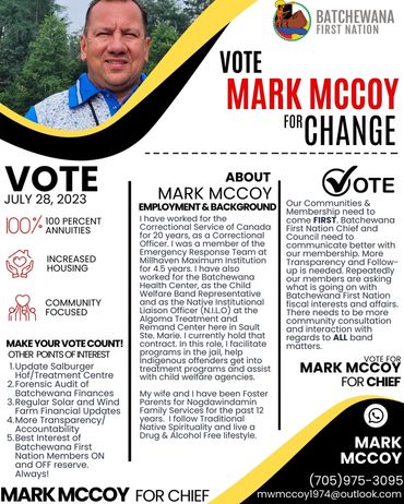Batchewana First Nation Election 2023 Mark McCoy