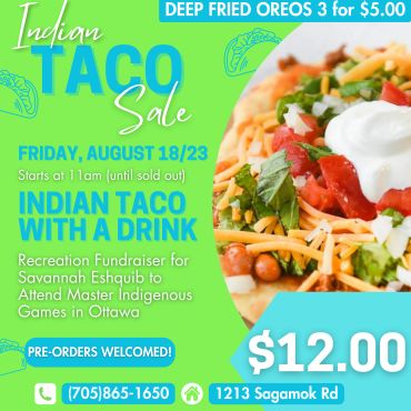 Indian Taco Fundraiser for Indigenous Youth Free Graphics for First Nations Youth