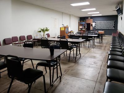 Tables and chairs can be moved to suit your meeting or event.