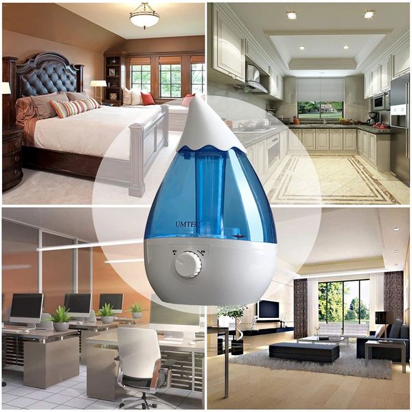 humidifiers used for bedroom, living room, home office and kitchen.