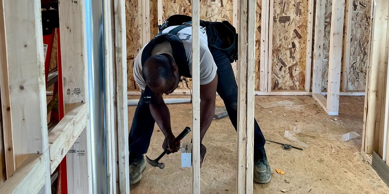 outlet installation house in construction