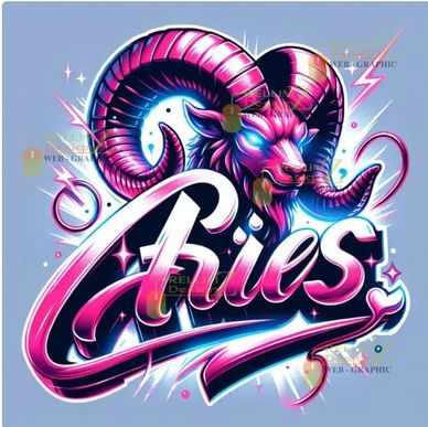 Vibrant Aries zodiac sign with a glowing ram illustration.