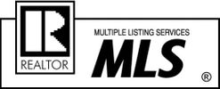 Realtor Logo, Black and White, MLS and Multiple Listing Services lettering. R trademark circle
