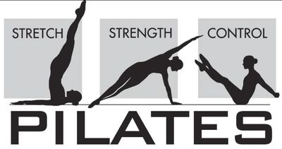 Three Pilates poses illustrating stretch, strength, and control.
