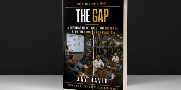 Book cover for 'The Gap' by Jay David, about business and reality.