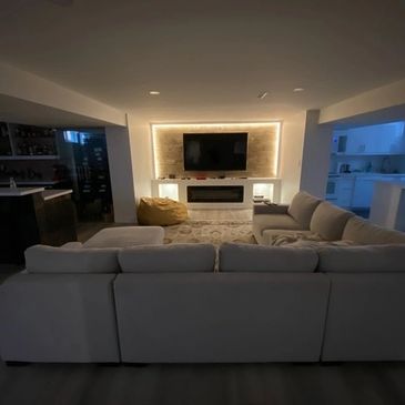 Full finished basement, with a bar and kitchenette.